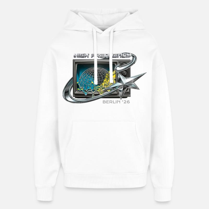 High Frequency Berlin 26 Retro Tech - Oversized Unisex Hoodie von Stanley/Stella - Weiß