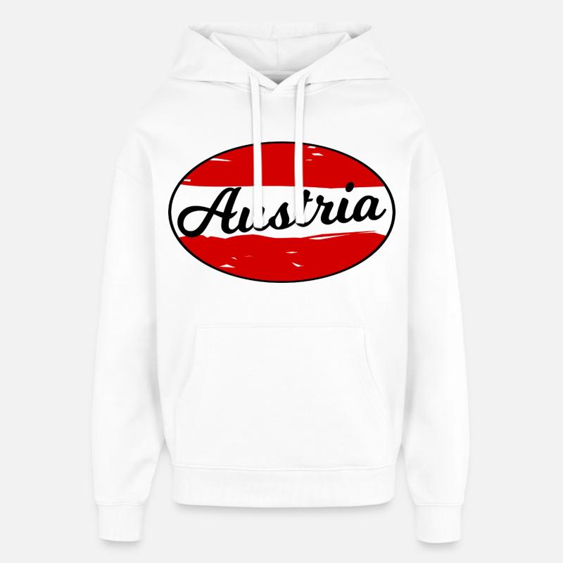 Austria Script Logo auf Rot - Oversized Unisex Hoodie von Stanley/Stella - Weiß