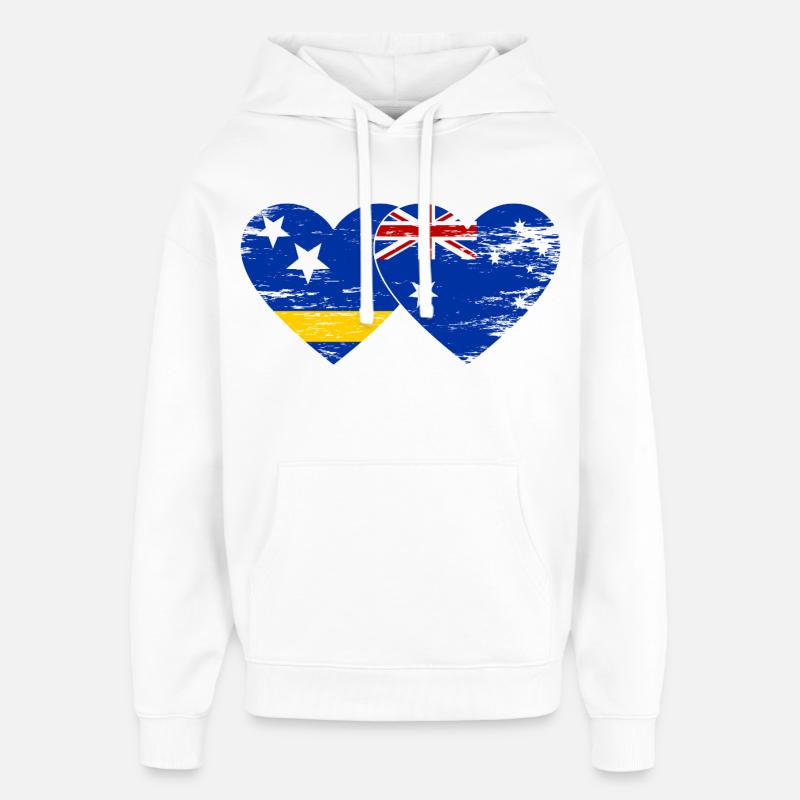 Curacao_Australien_Flagge_Herz_used - Sweat à capuche unisexe Stanley/Stella Oversized - blanc