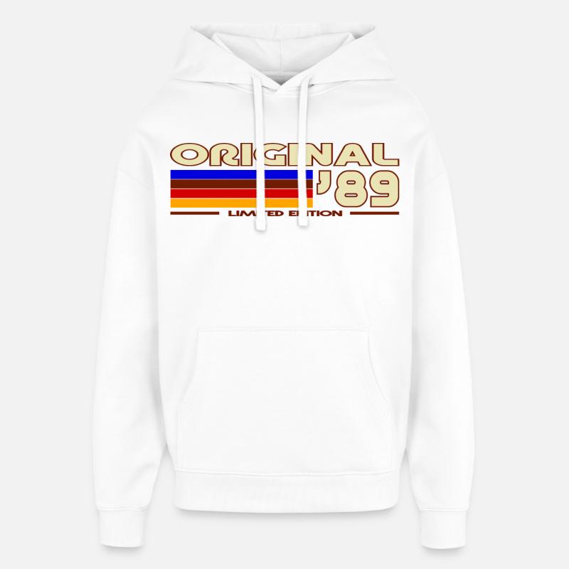 Original 89 Retro Stripes - Sweat à capuche unisexe Stanley/Stella Oversized - blanc