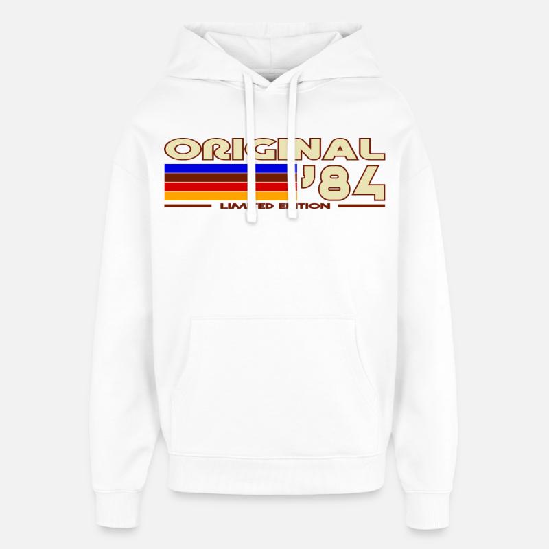 Original 84 Retro Rayures - Sweat à capuche unisexe Stanley/Stella Oversized - blanc