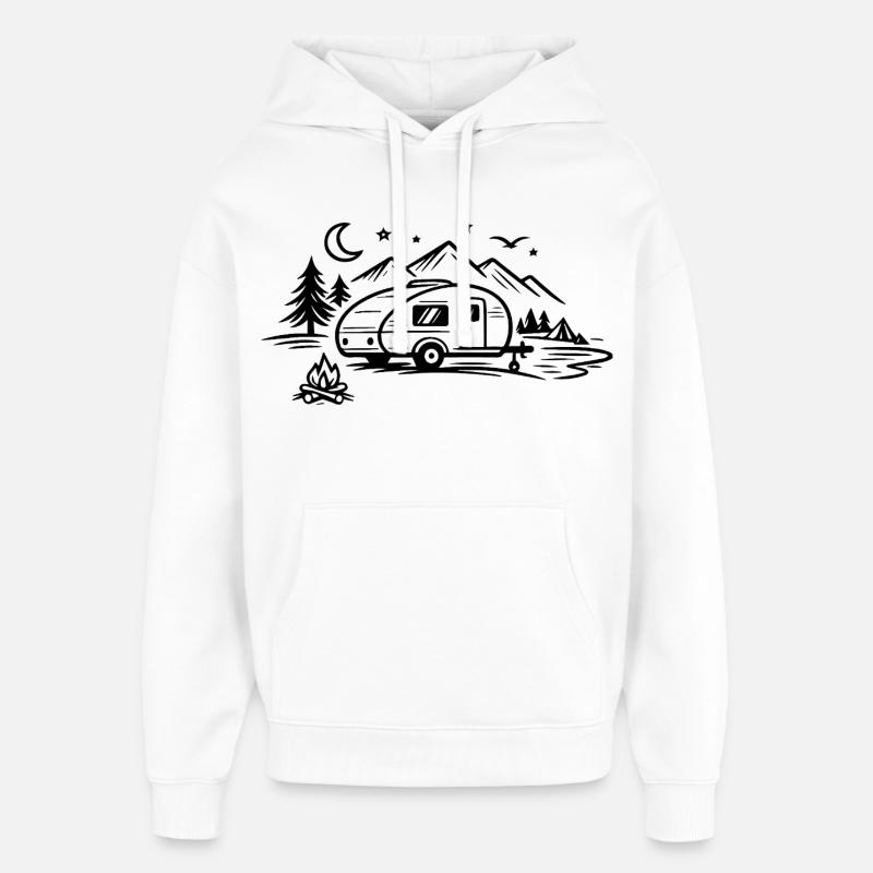 Paysage des caravanes de camping - Sweat à capuche unisexe Stanley/Stella Oversized - blanc