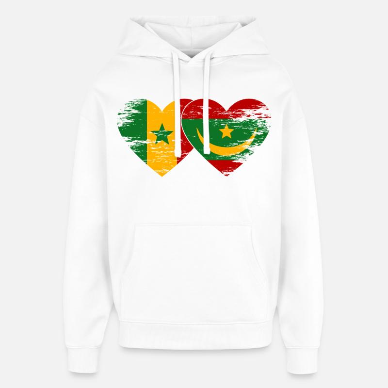 Senegal_Mauretanien_Flagge_Herz_used - Sweat à capuche unisexe Stanley/Stella Oversized - blanc