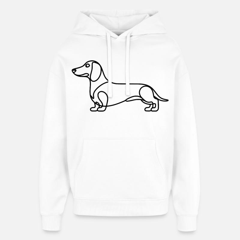Dessin linéaire du teckel - Sweat à capuche unisexe Stanley/Stella Oversized - blanc
