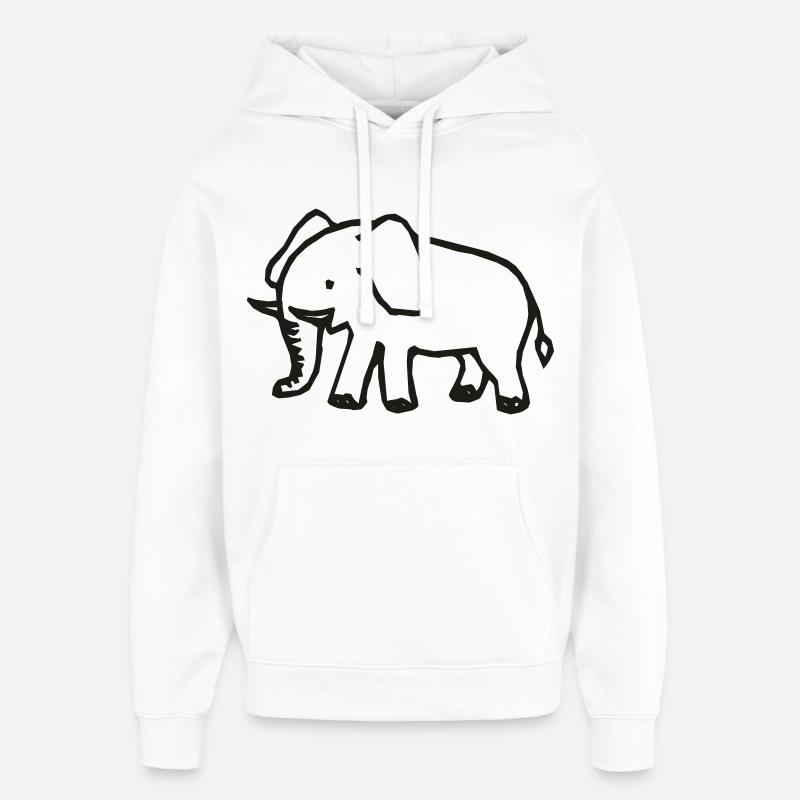 Éléphant - Sweat à capuche unisexe Stanley/Stella Oversized - blanc