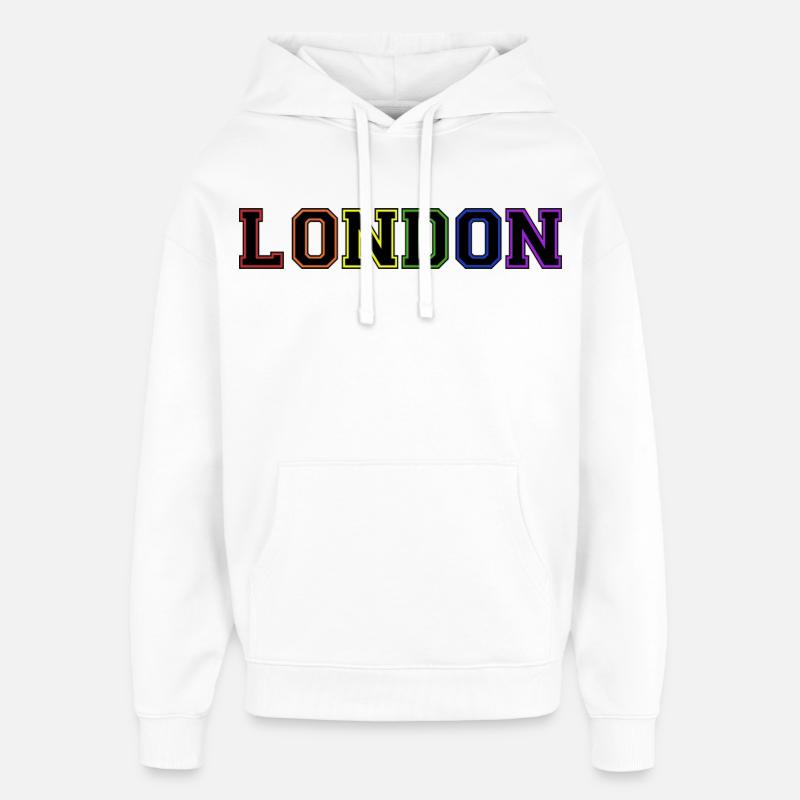 Arc-en-ciel universitaire de Londres - Sweat à capuche unisexe Stanley/Stella Oversized - blanc