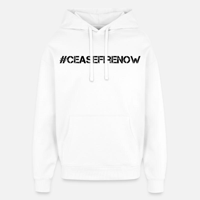 Cessez le feu maintenant - Sweat à capuche unisexe Stanley/Stella Oversized - blanc