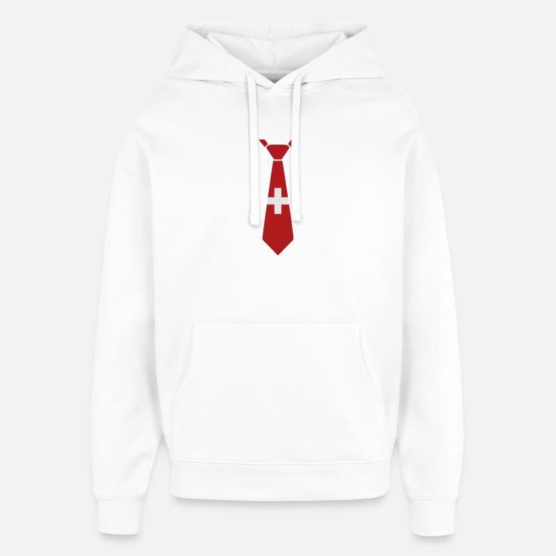 Cravate suisse – Conception du drapeau - Sweat à capuche unisexe Stanley/Stella Oversized - blanc