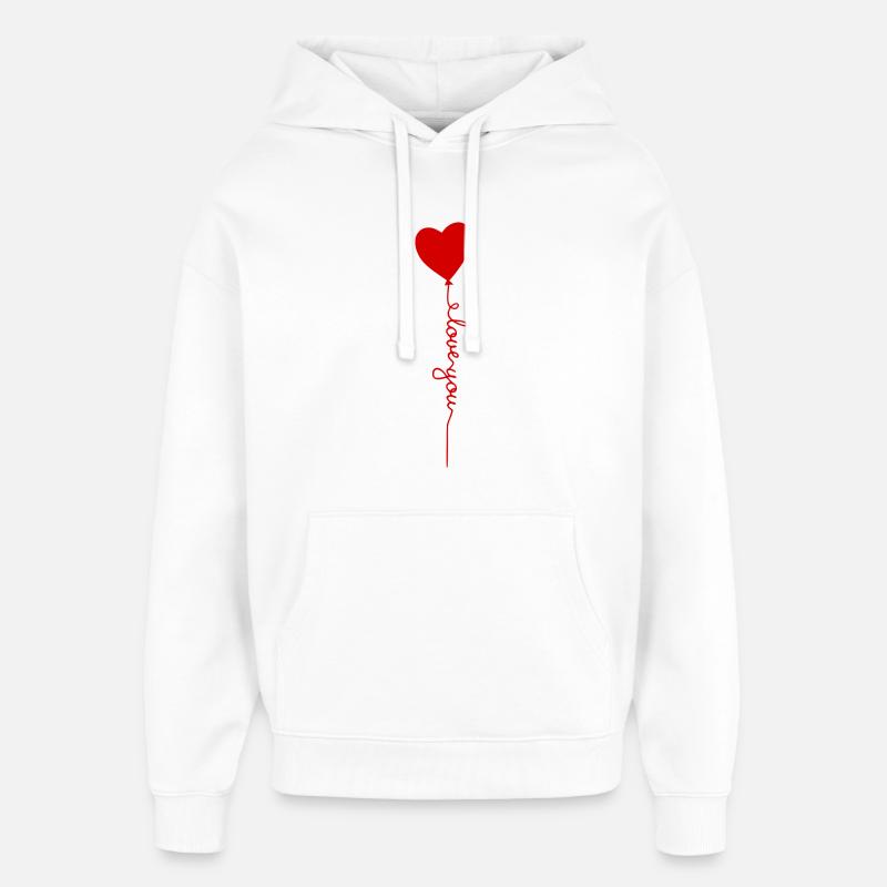 Ballon coeur avec script d’amour - Sweat à capuche unisexe Stanley/Stella Oversized - blanc