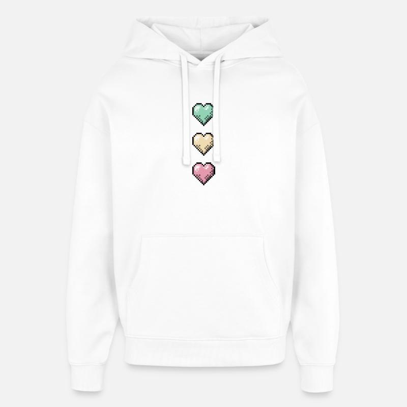 Retro Pixel Art Hearts Stack - Oversized Unisex Hoodie von Stanley/Stella - Weiß