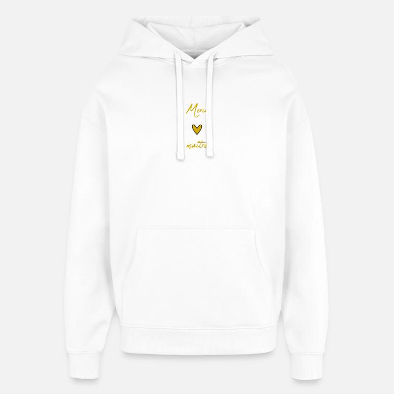 MAITRE. MAÎTRESSE. MERCI. MERCI MAÎTRESSE - Sweat à capuche unisexe Stanley/Stella Oversized - blanc