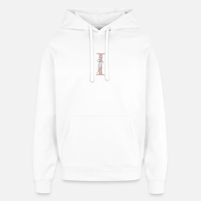 I Monogram, Floral, Personnalisable - Sweat à capuche unisexe Stanley/Stella Oversized - blanc