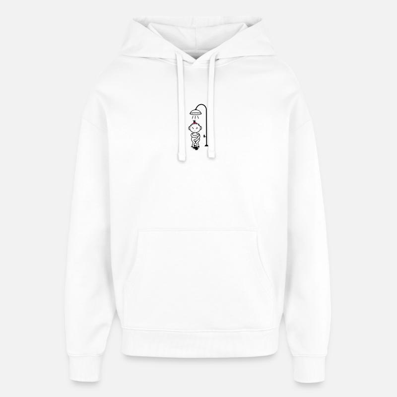 fille timide sous la douche - Sweat à capuche unisexe Stanley/Stella Oversized - blanc