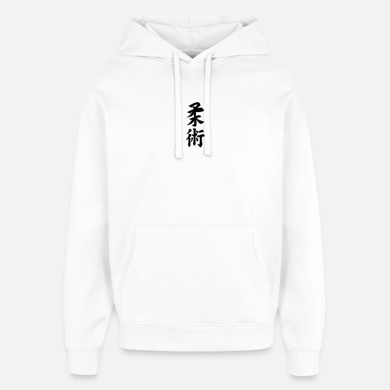 Jiujitsu en écriture kanji japonaise - Sweat à capuche unisexe Stanley/Stella Oversized - blanc