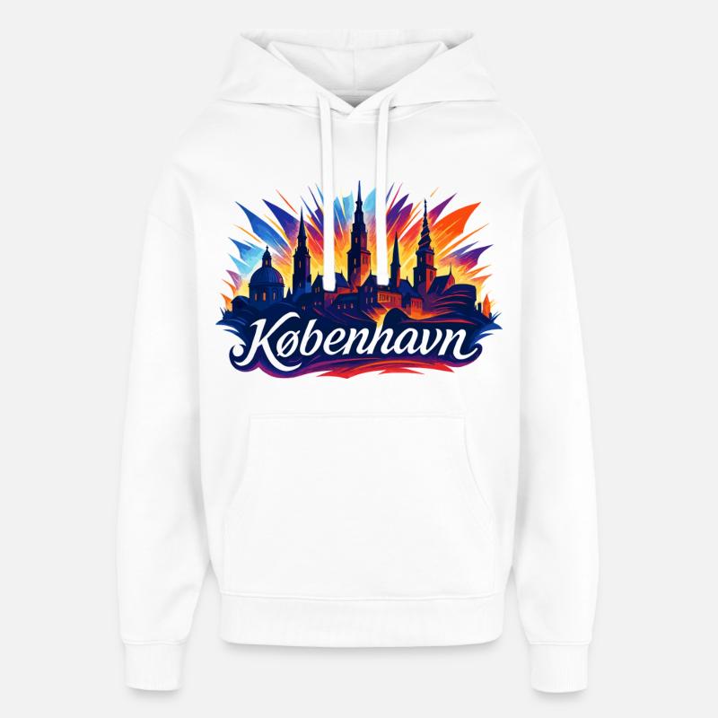 Copenhague Capitale Danemark Cadeau sympa - Sweat à capuche unisexe Stanley/Stella Oversized - blanc