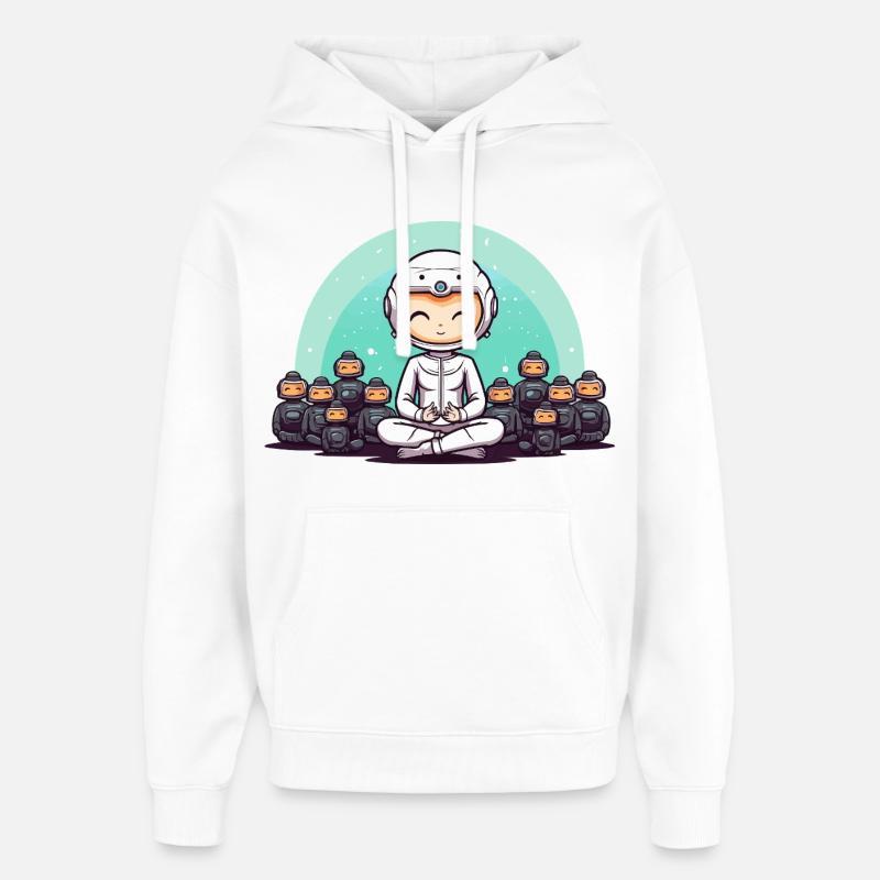 Méditation zen des astronautes - Sweat à capuche unisexe Stanley/Stella Oversized - blanc