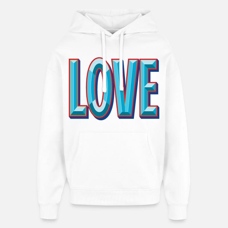 Découpe 3D LOVE - Sweat à capuche unisexe Stanley/Stella Oversized - blanc
