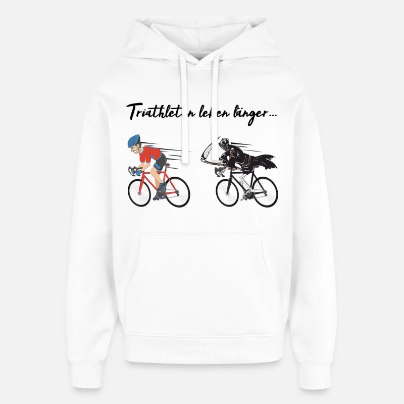 Les triathlètes triathlon vivent plus longtemps! - Sweat à capuche unisexe Stanley/Stella Oversized - blanc