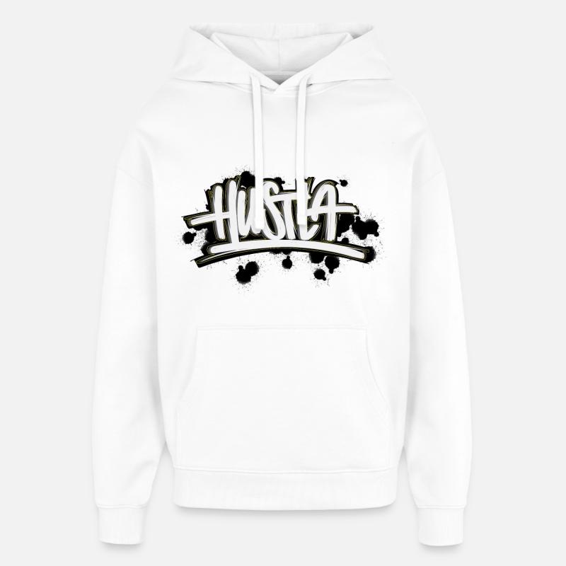 Hustla Graffiti Schriftzug  - Oversized Unisex Hoodie von Stanley/Stella - Weiß