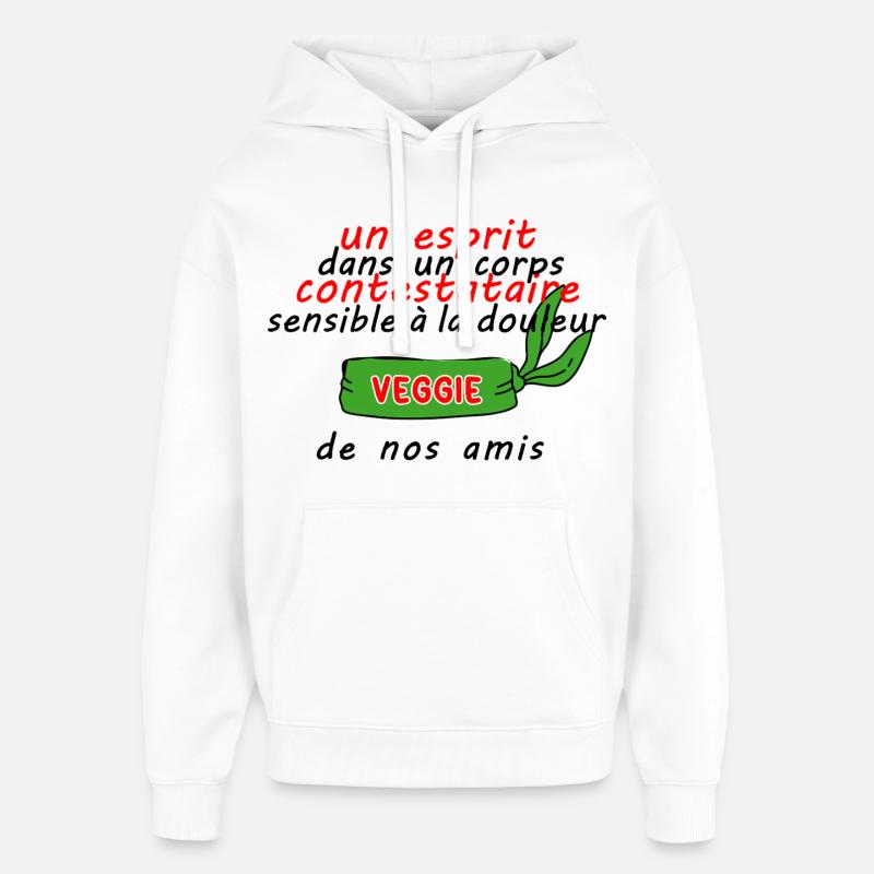 Des_esprits_contestataires_dans_des_corps_sensible - Sweat à capuche unisexe Stanley/Stella Oversized - blanc