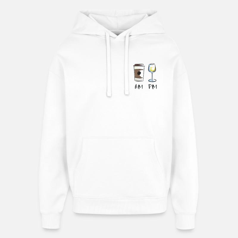 AM - PM, Café - Vin - Sweat à capuche unisexe Stanley/Stella Oversized - blanc
