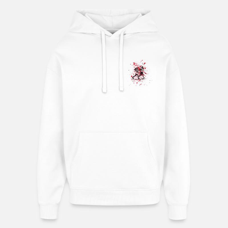 Courses et éclaboussures rouges - Sweat à capuche unisexe Stanley/Stella Oversized - blanc