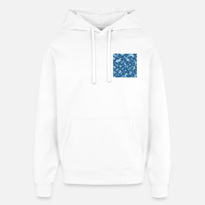 Motif de pixels bleus - Sweat à capuche unisexe Stanley/Stella Oversized - blanc