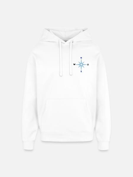 Compass Cardinal Directions Star Compass Maritime - Oversized Unisex Hoodie by Stanley/Stella - white