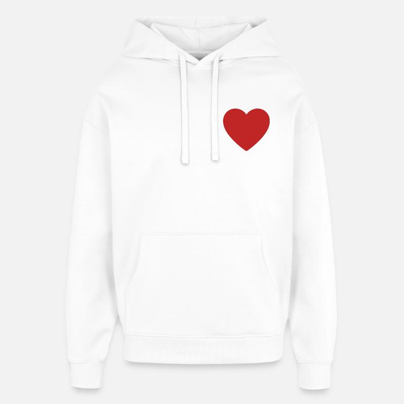 Impression d’icône de cœur rouge - Sweat à capuche unisexe Stanley/Stella Oversized - blanc