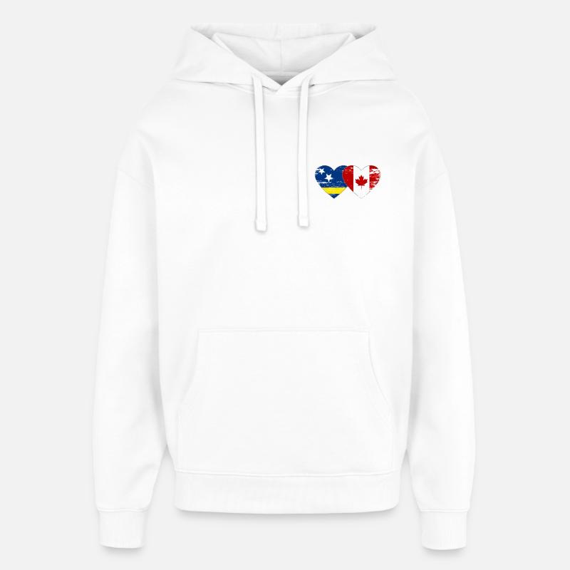 Curacao_Kanada_Flagge_Herz_used - Sweat à capuche unisexe Stanley/Stella Oversized - blanc