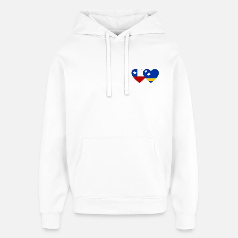 Chile_Curacao_Flagge_Herz - Sweat à capuche unisexe Stanley/Stella Oversized - blanc