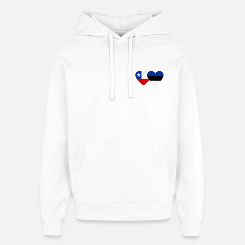 Chile_Litauen_Flagge_Herz - Sweat à capuche unisexe Stanley/Stella Oversized - blanc