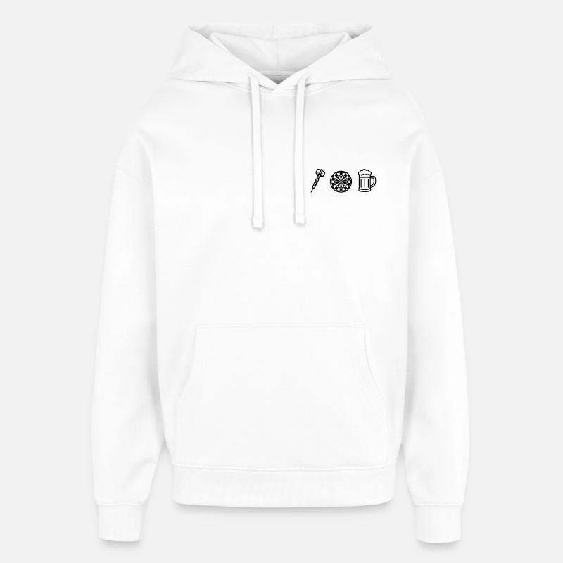 Fléchettes, fléchettes, dartfeil-fléchette-bière - Sweat à capuche unisexe Stanley/Stella Oversized - blanc