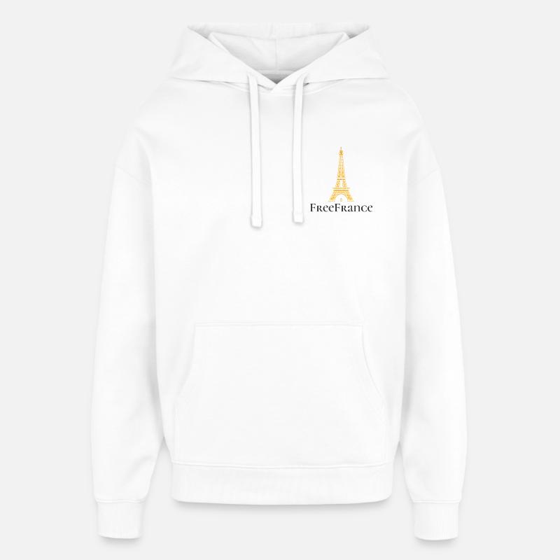 Tour Eiffel Dorée Élégance Design - Sweat à capuche unisexe Stanley/Stella Oversized - blanc