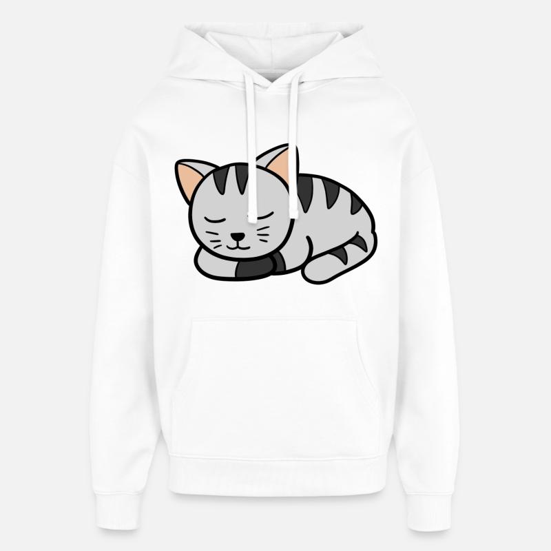 Chaton endormi - Sweat à capuche unisexe Stanley/Stella Oversized - blanc