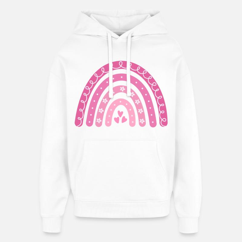 Boho Arc-en-ciel Rose Grande Soeur - Sweat à capuche unisexe Stanley/Stella Oversized - blanc