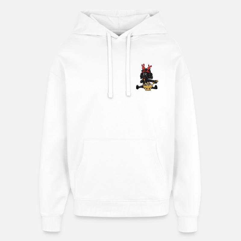 Caniche de Noël avec des bois - Sweat à capuche unisexe Stanley/Stella Oversized - blanc