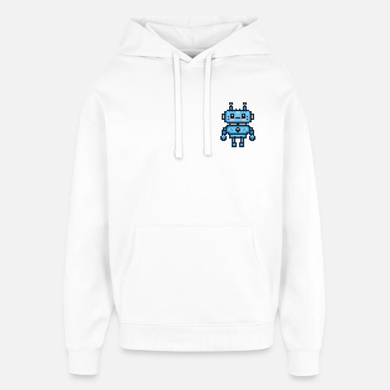 Robot pixel art - Sweat à capuche unisexe Stanley/Stella Oversized - blanc