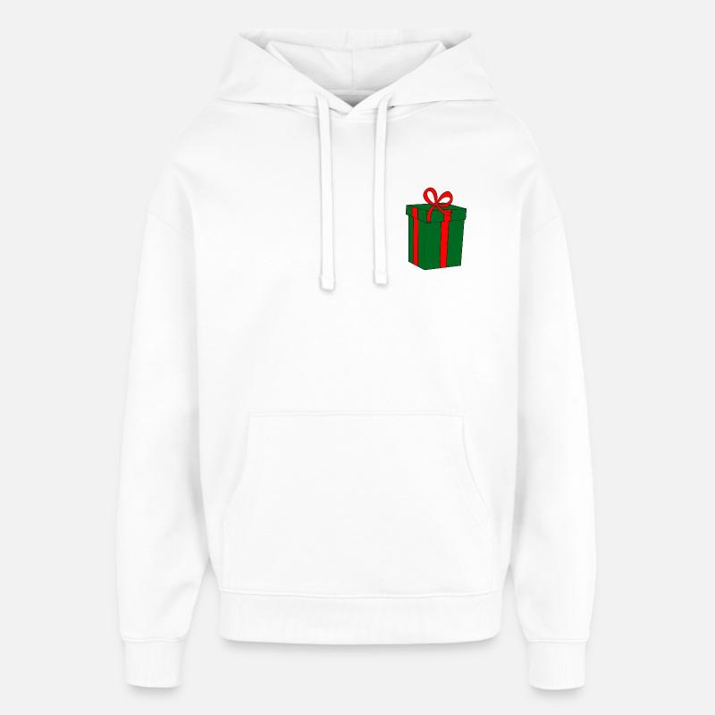 Cadeau vert avec ruban rouge - Sweat à capuche unisexe Stanley/Stella Oversized - blanc