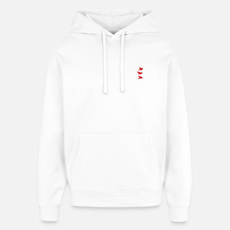 Oiseaux rouges - Sweat à capuche unisexe Stanley/Stella Oversized - blanc