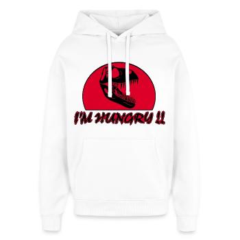 Tyrannosaurus Rex Hunger - Oversized Unisex Hoodie von Stanley/Stella - Weiß - Vorne - AI Model Female 172 light (172cm) & AI Model Male 185 light (185cm)