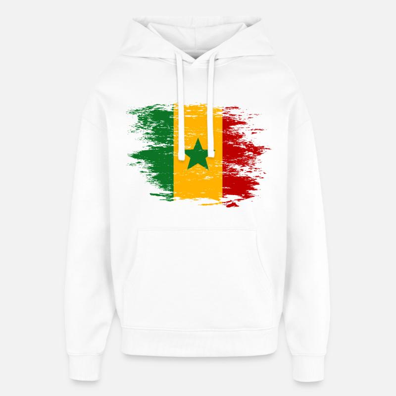 Drapeau du Sénégal Brush Optics - Sweat à capuche unisexe Stanley/Stella Oversized - blanc