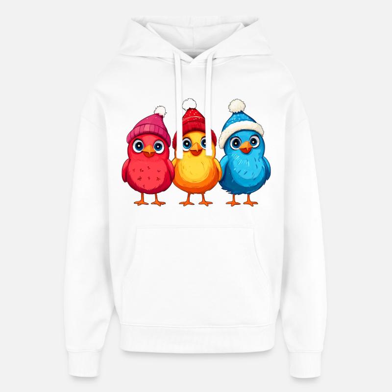 Poules de Noël - Sweat à capuche unisexe Stanley/Stella Oversized - blanc