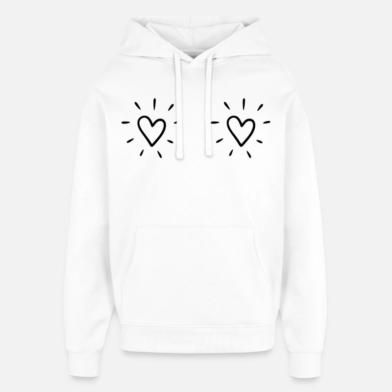 Doubles cœurs - Sweat à capuche unisexe Stanley/Stella Oversized - blanc