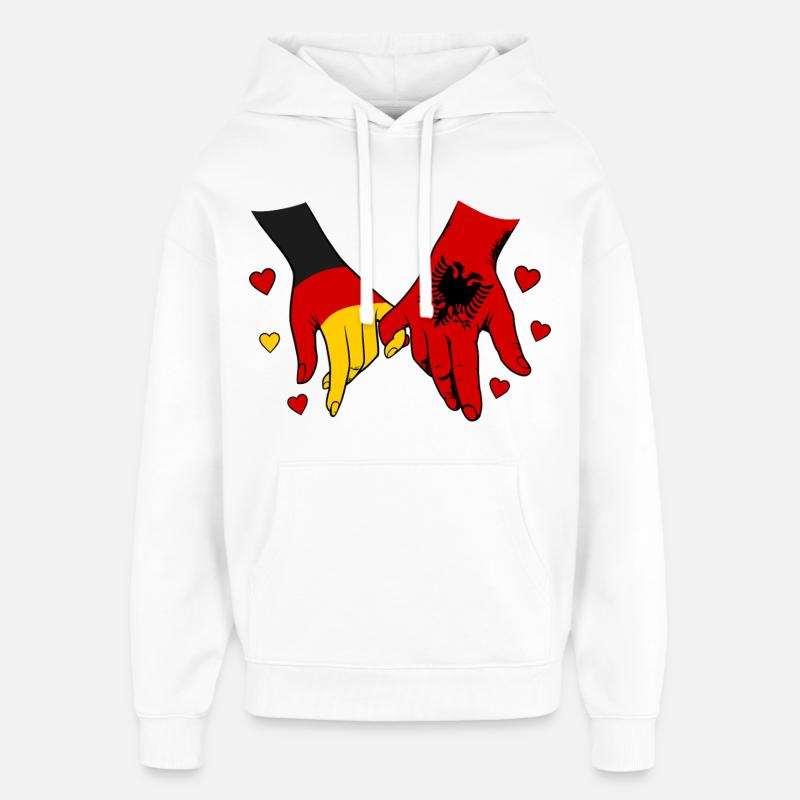 Drapeau Allemagne-Albanie se tenant la main - Sweat à capuche unisexe Stanley/Stella Oversized - blanc