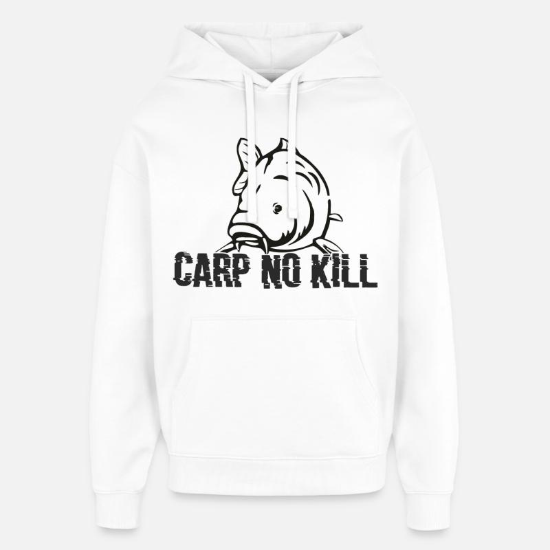 Carpe : Carp no kill 2019 - Sweat à capuche unisexe Stanley/Stella Oversized - blanc