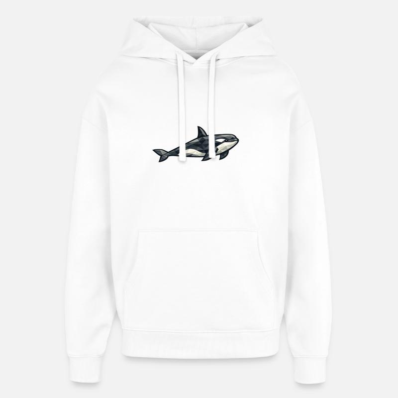 Aarluk - Low poly - Orca - Sweat à capuche unisexe Stanley/Stella Oversized - blanc