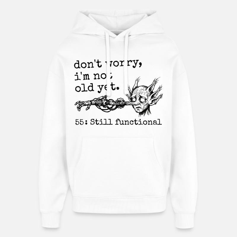 55e Anniversaire - Cadeau 55e anniversaire Humour - Sweat à capuche unisexe Stanley/Stella Oversized - blanc