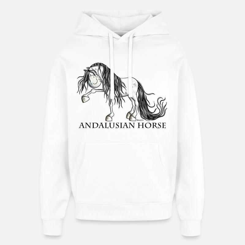 Andalusian Horse - Sweat à capuche unisexe Stanley/Stella Oversized - blanc