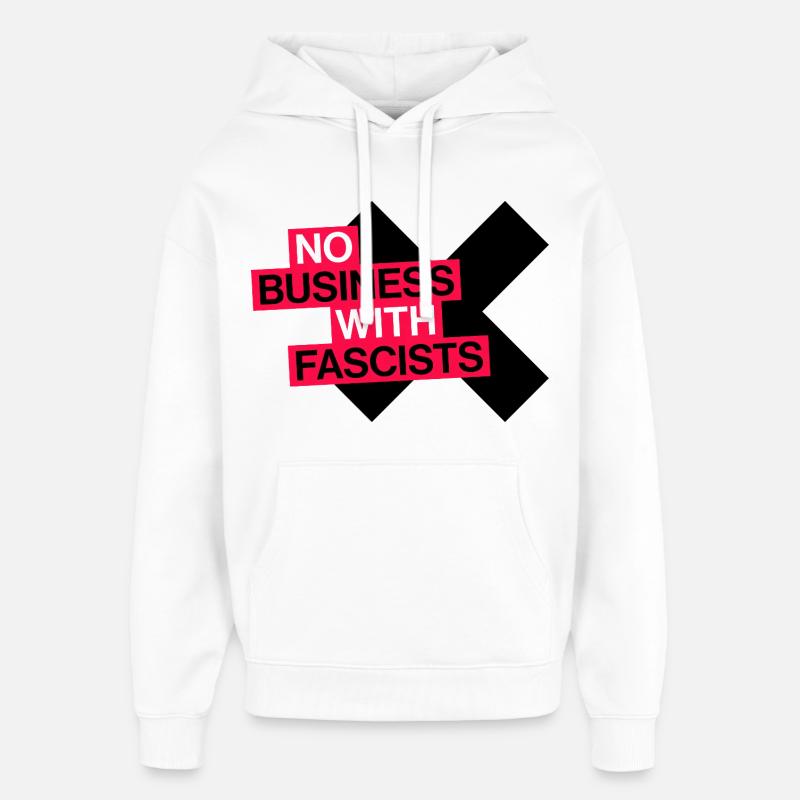 PAS D’AFFAIRES AVEC LES FASCISTES - Sweat à capuche unisexe Stanley/Stella Oversized - blanc